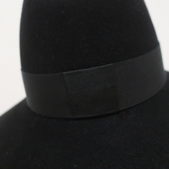 MAISON MICHEL KATE FEDORA HAT BLACK GROSGRAIN-TRIM - Picture 5 of 9